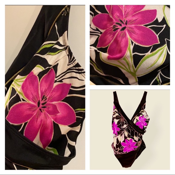 LONGITUDE (12) Floral Slimming bathing suit GUC!!! - Picture 6 of 9